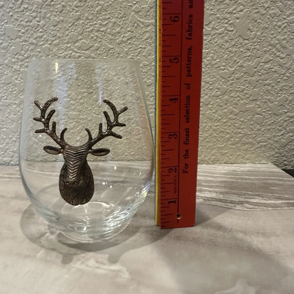 Stemless Stag Head Wine Glass Copper Brass Color Stag/Deer Head, 19oz Metal